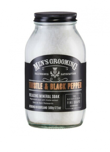Scottish Fine Soaps Men's Grooming Thistle & Black Pepper Relaxing Mineral Soak 500g